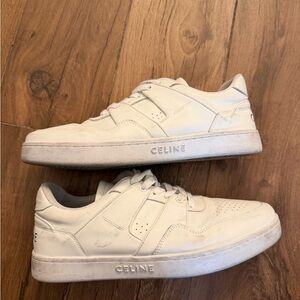 Celine Off-White Leather Low-Top Sneakers Size US 9